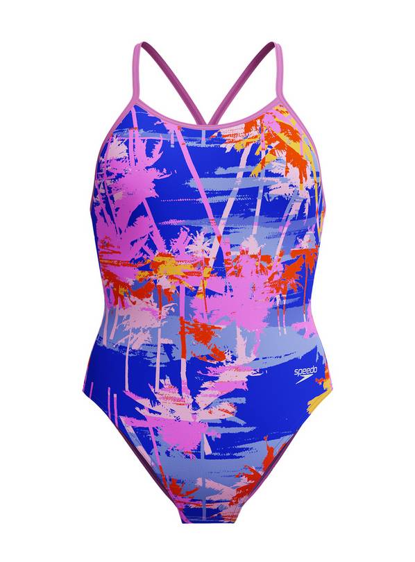 SPEEDO Girls Allover Digital V Back Swimsuit 9-10 years